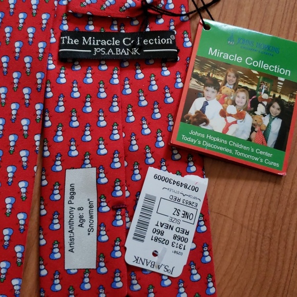 Jos A Bank snowman tie Miracle collection - Picture 3 of 7